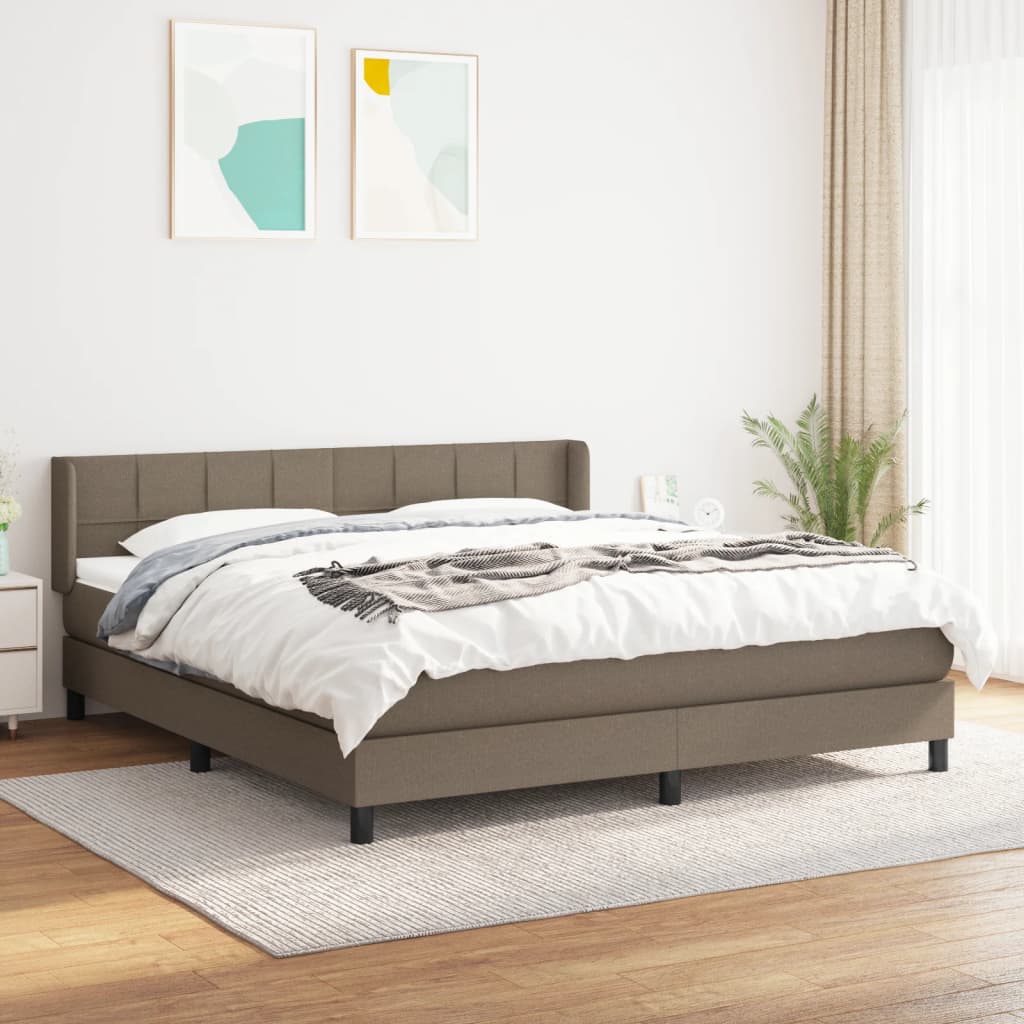 Box Spring Postel S Matrací Taupe 180X200 Cm Textil