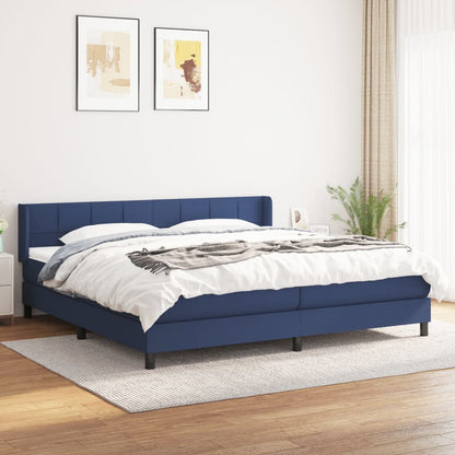 Box Spring Postel S Matrací Textil Modrá