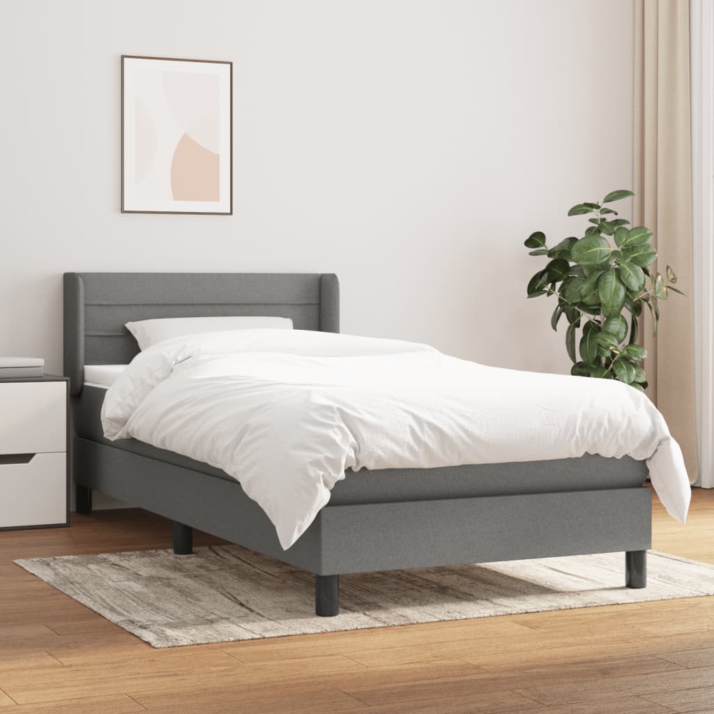 Box Spring Postel S Matrací Textil Tmavě Šedá