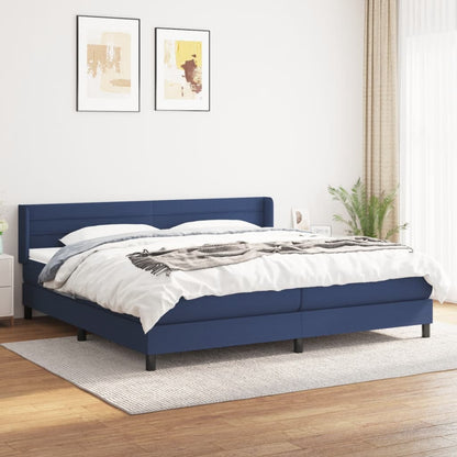 Box Spring Postel S Matrací Textil Modrá