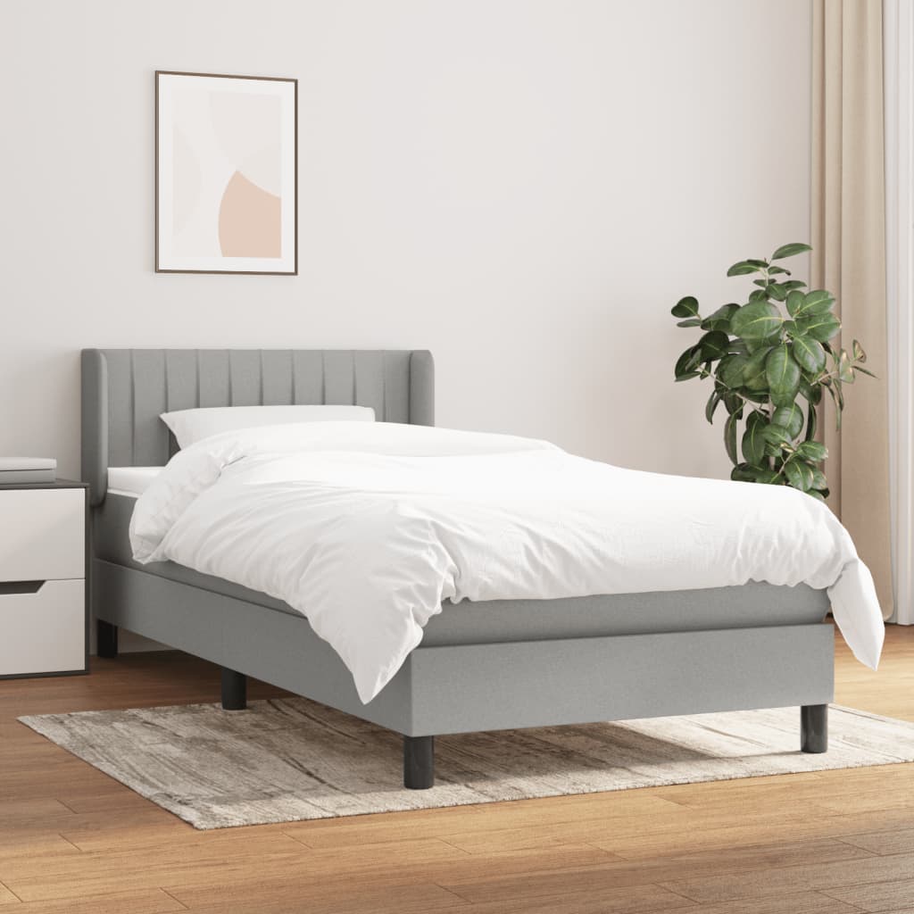 Box Spring Postel S Matrací Textil Světle Šedá