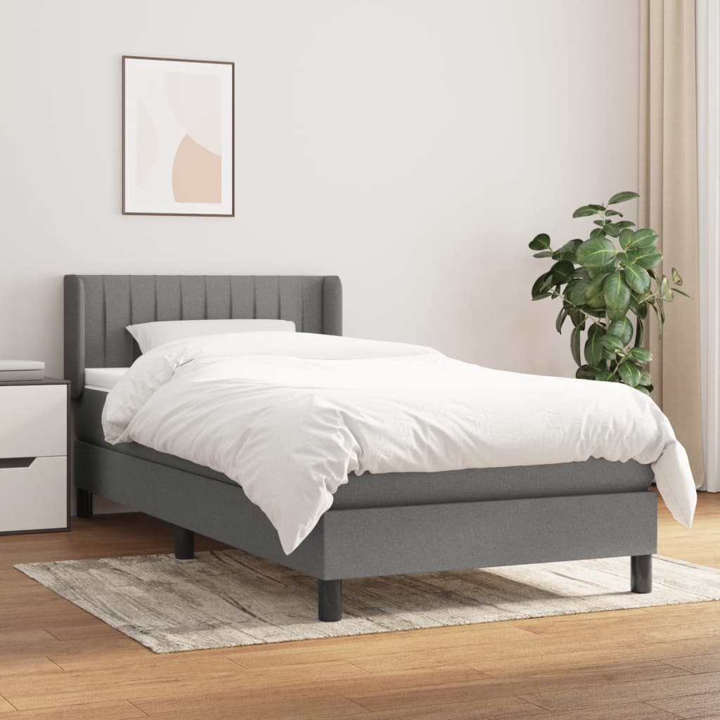 Box Spring Postel S Matrací Textil Tmavě Šedá