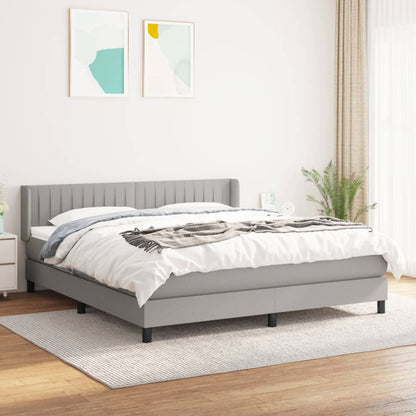 Box Spring Postel S Matrací Textil Světle Šedá