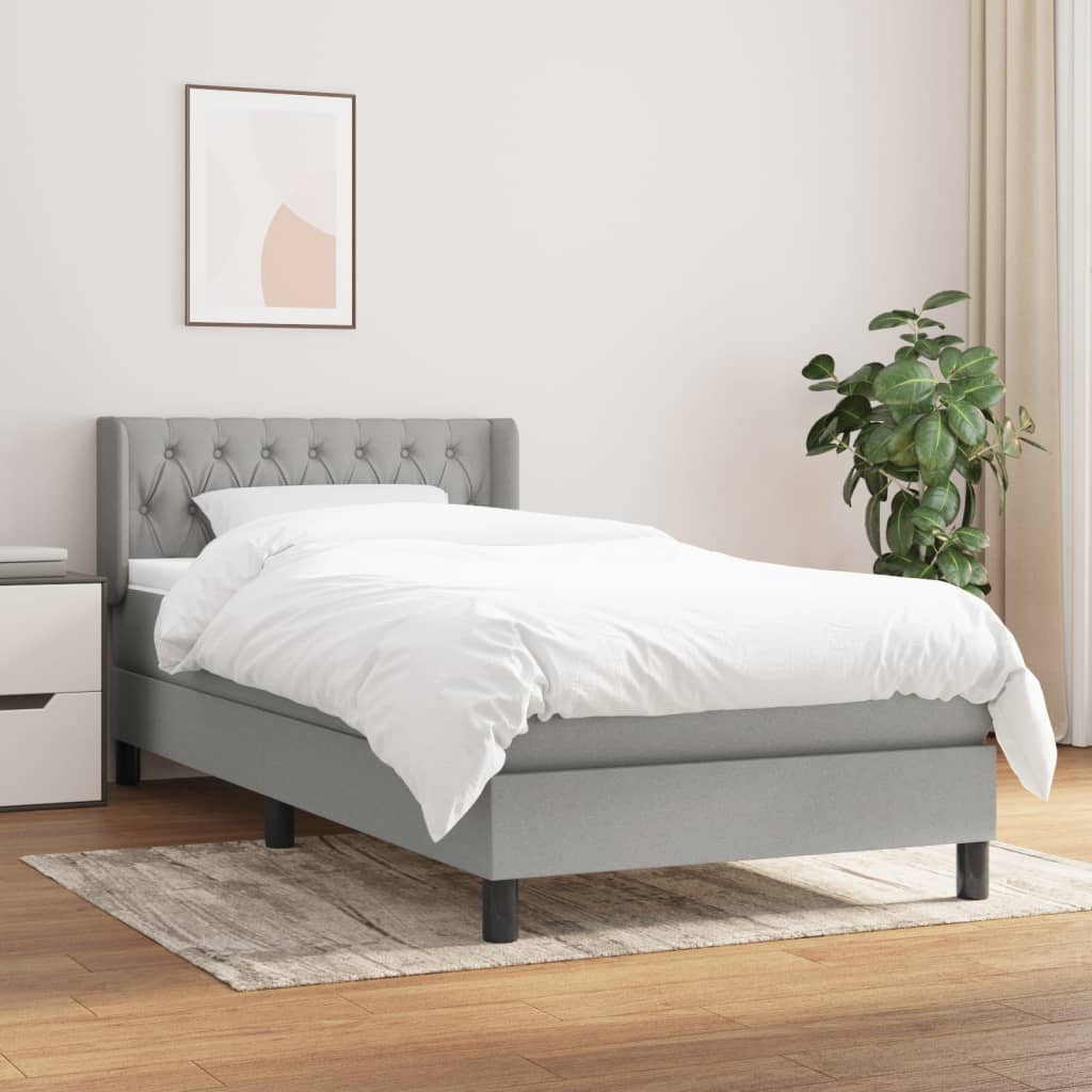 Box Spring Postel S Matrací Textil Světle Šedá