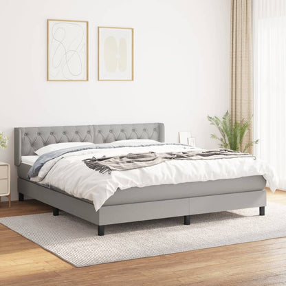 Box Spring Postel S Matrací Textil Světle Šedá