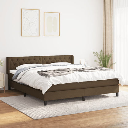 Box Spring Postel S Matrací Textil Tmavě Hnědá