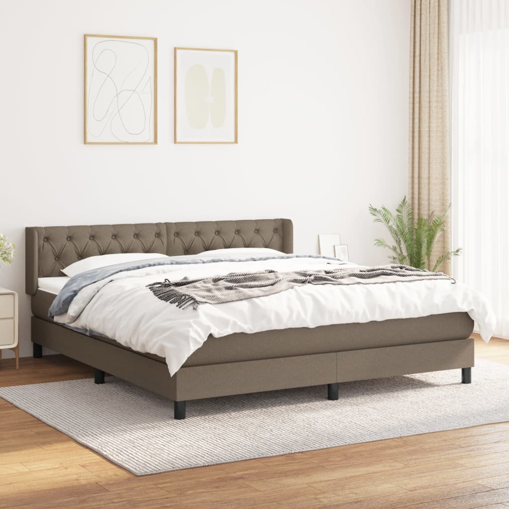 Box Spring Postel S Matrací Taupe 160X200 Cm Textil