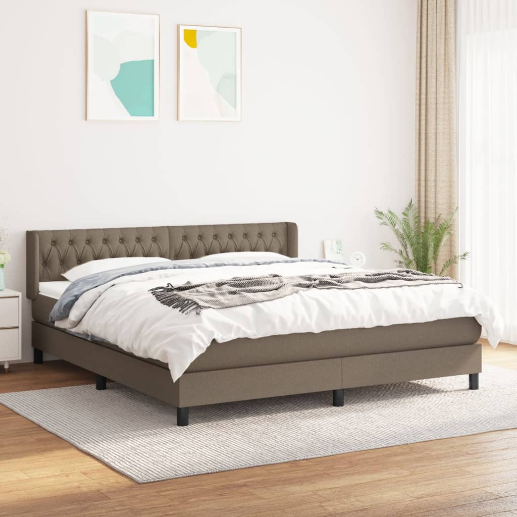 Box Spring Postel S Matrací Taupe 180X200 Cm Textil