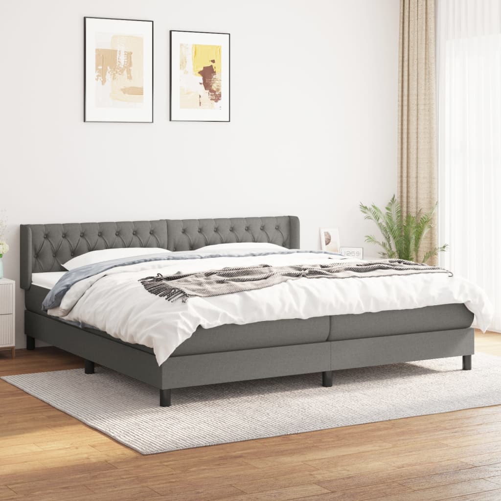 Box Spring Postel S Matrací Textil Tmavě Šedá
