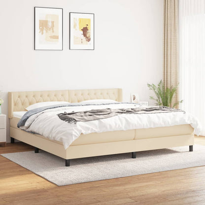 Box Spring Postel S Matrací Textil Krémová
