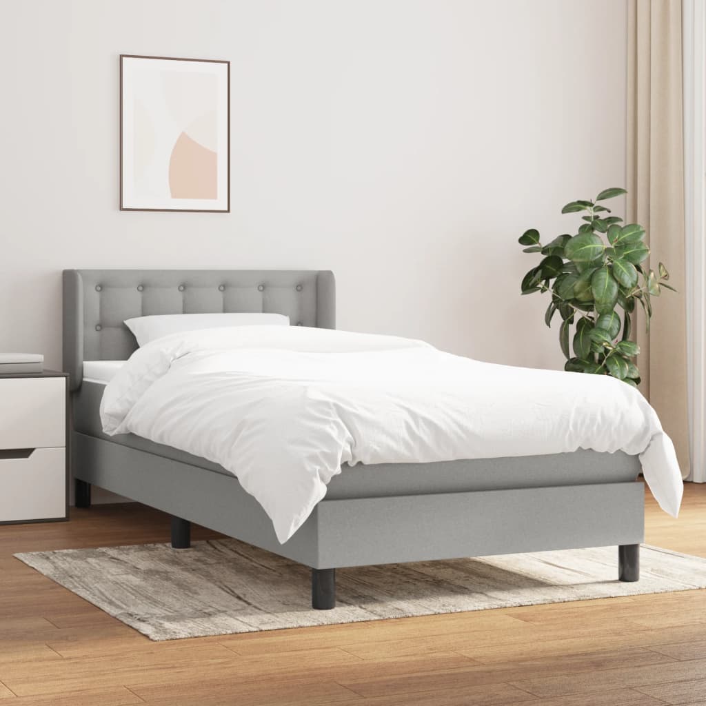 Box Spring Postel S Matrací Textil Světle Šedá