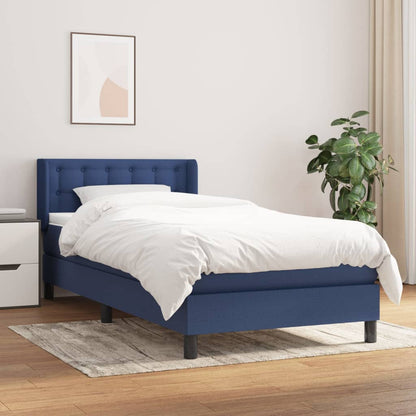 Box Spring Postel S Matrací Textil Modrá