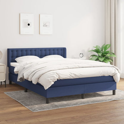 Box Spring Postel S Matrací Textil Modrá