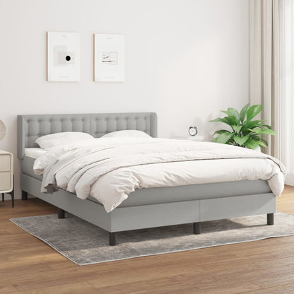 Box Spring Postel S Matrací Textil Světle Šedá