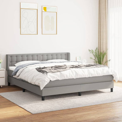Box Spring Postel S Matrací Textil Světle Šedá