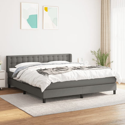 Box Spring Postel S Matrací Textil Tmavě Šedá