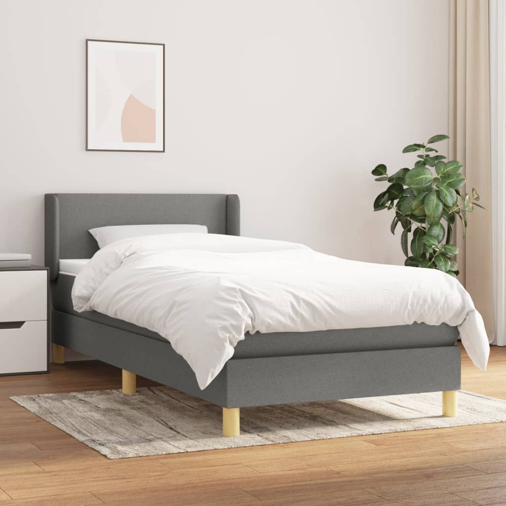 Box Spring Postel S Matrací Textil Tmavě Šedá