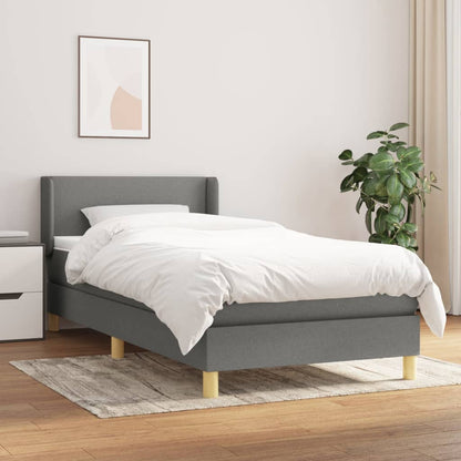Box Spring Postel S Matrací Textil Tmavě Šedá