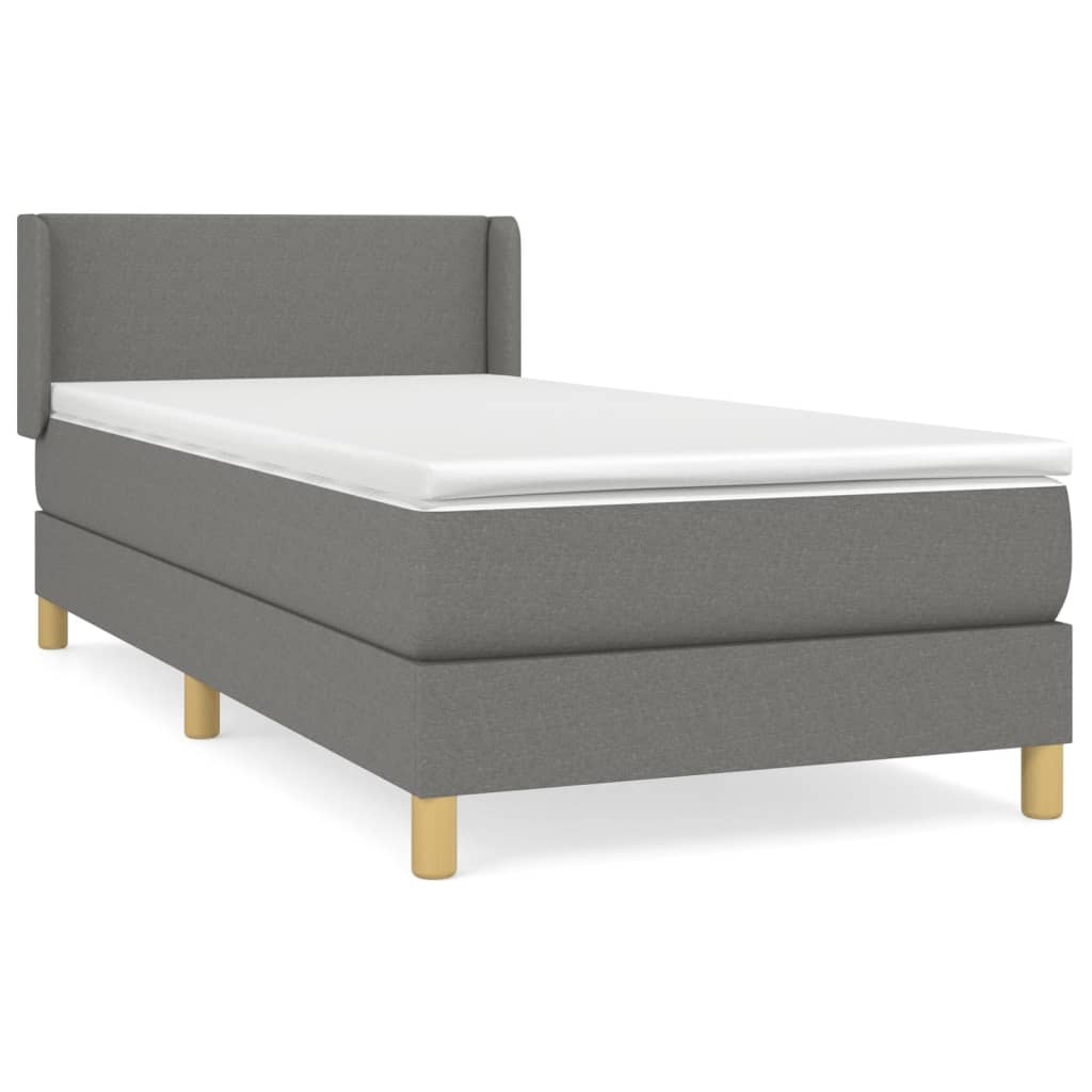 Box Spring Postel S Matrací Textil Tmavě Šedá