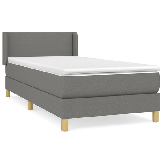 Box Spring Postel S Matrací Textil Tmavě Šedá