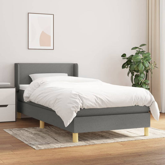 Box Spring Postel S Matrací Textil Tmavě Šedá