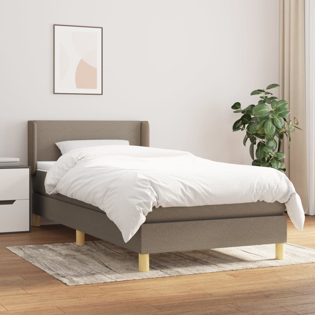 Box Spring Postel S Matrací Taupe 90X200 Cm Textil