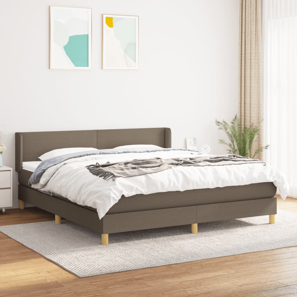 Box Spring Postel S Matrací Taupe 160X200 Cm Textil
