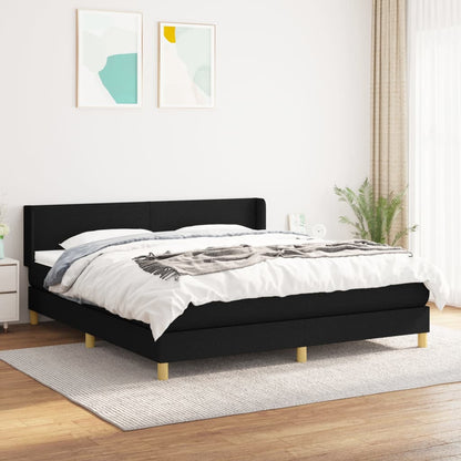 Box Spring Postel S Matrací Černá Textil Černá