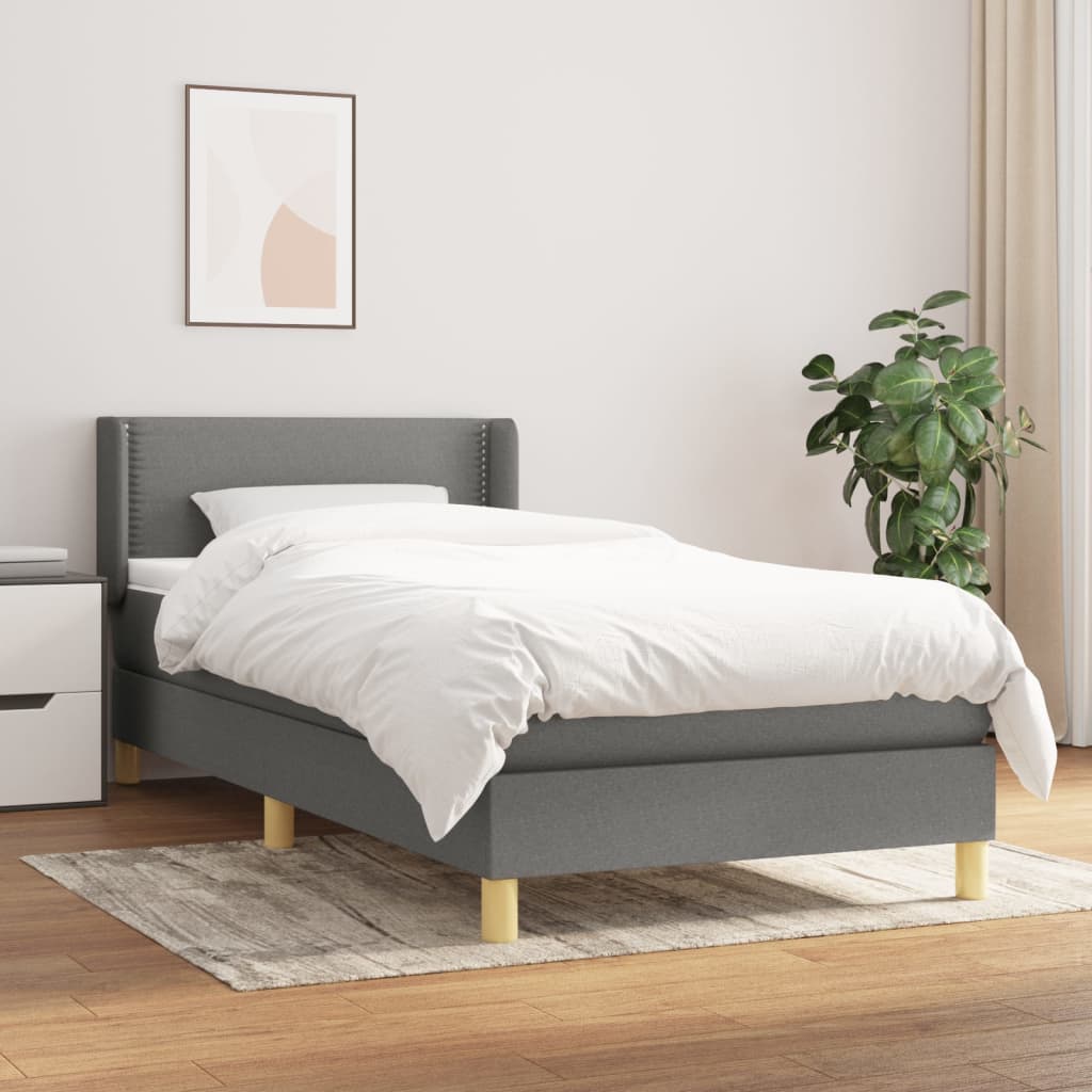 Box Spring Postel S Matrací Textil Tmavě Šedá