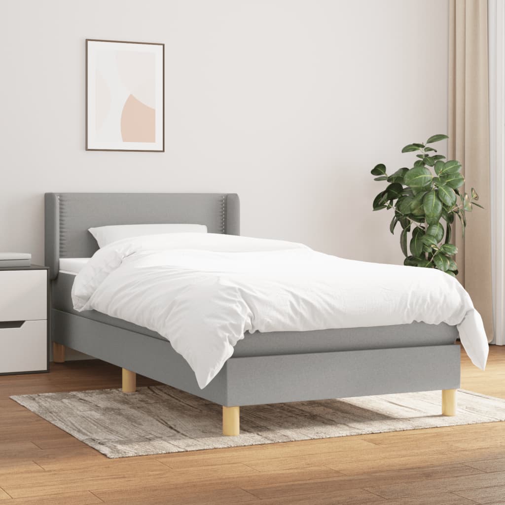 Box Spring Postel S Matrací Textil Světle Šedá