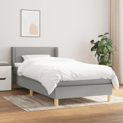 Box Spring Postel S Matrací Textil Světle Šedá