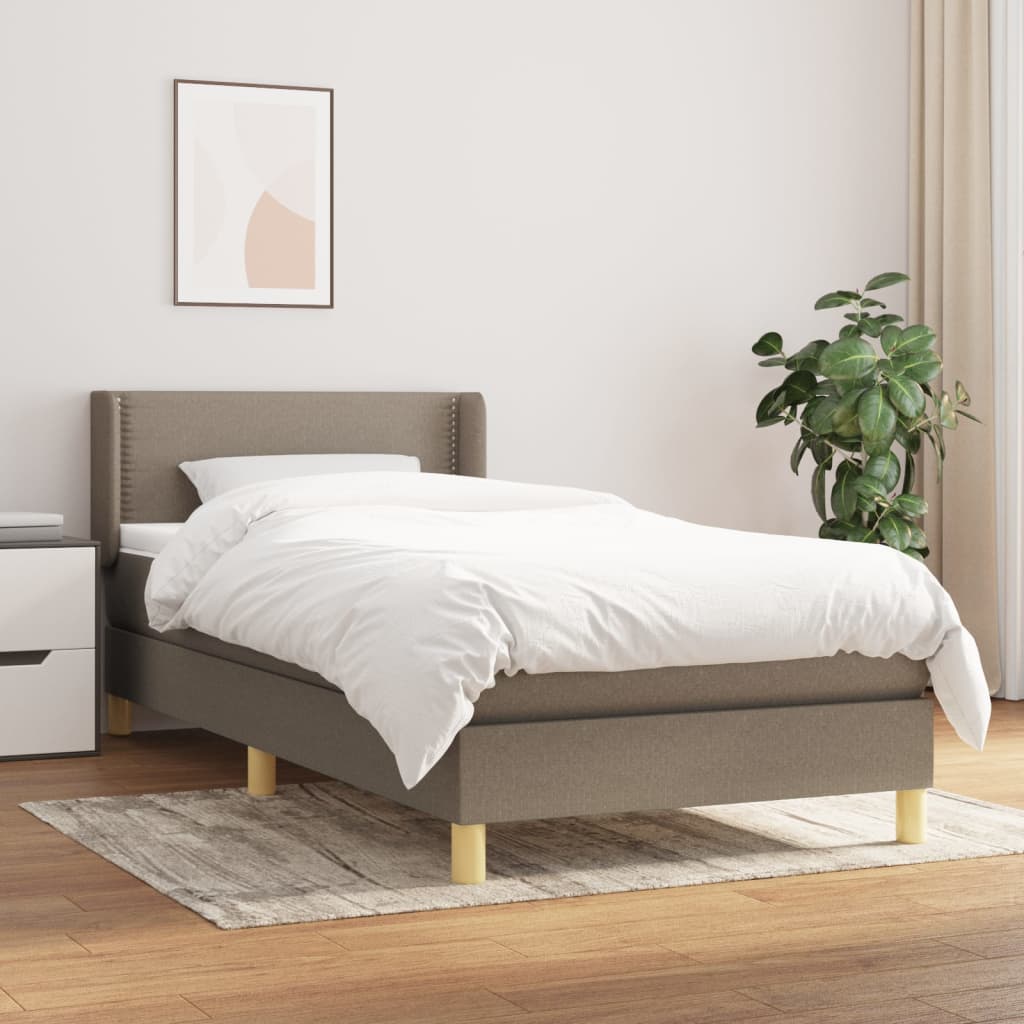 Box Spring Postel S Matrací Taupe 90X190 Cm Textil