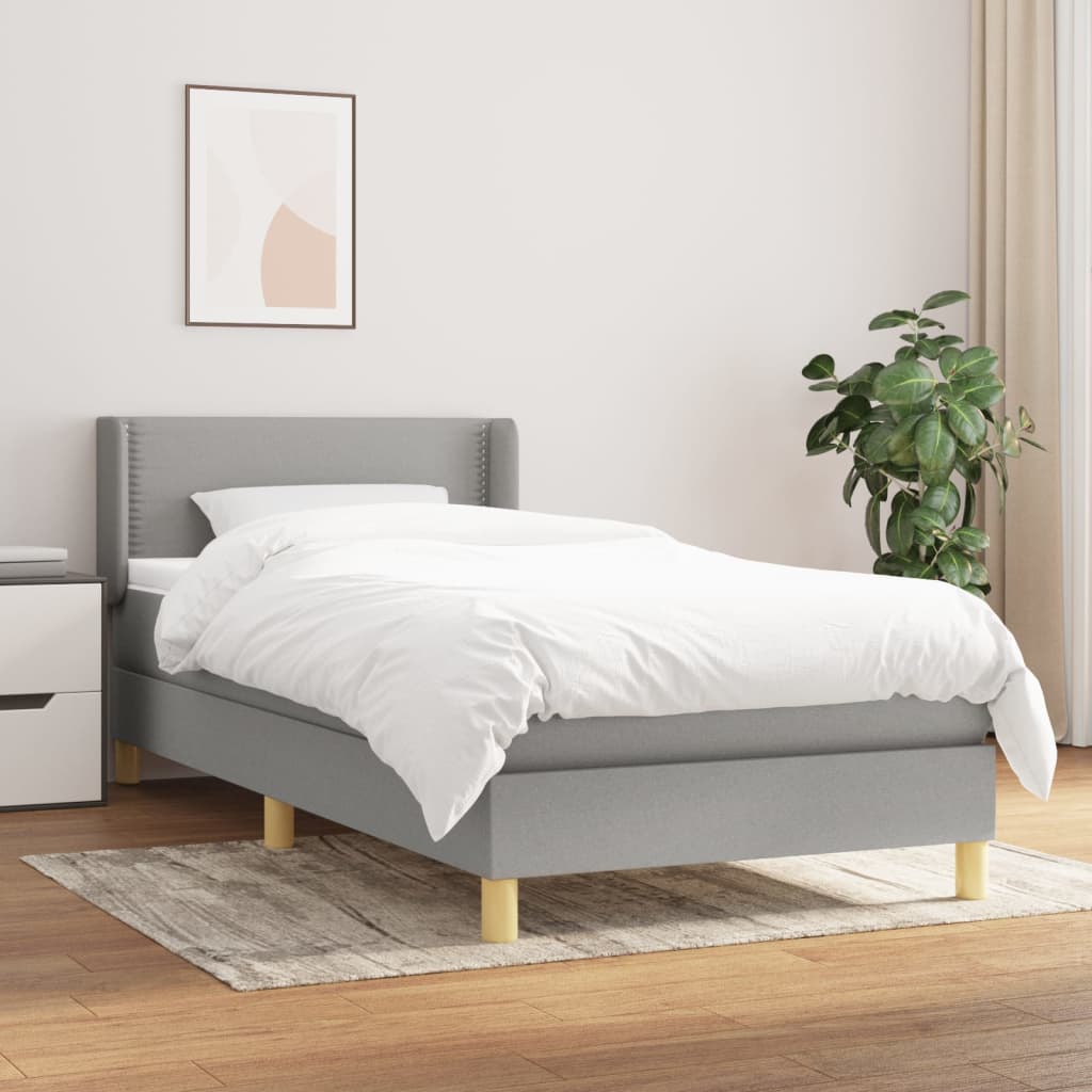 Box Spring Postel S Matrací Textil Světle Šedá