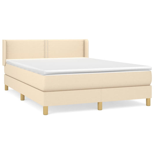 Box Spring Postel S Matrací Textil Krémová