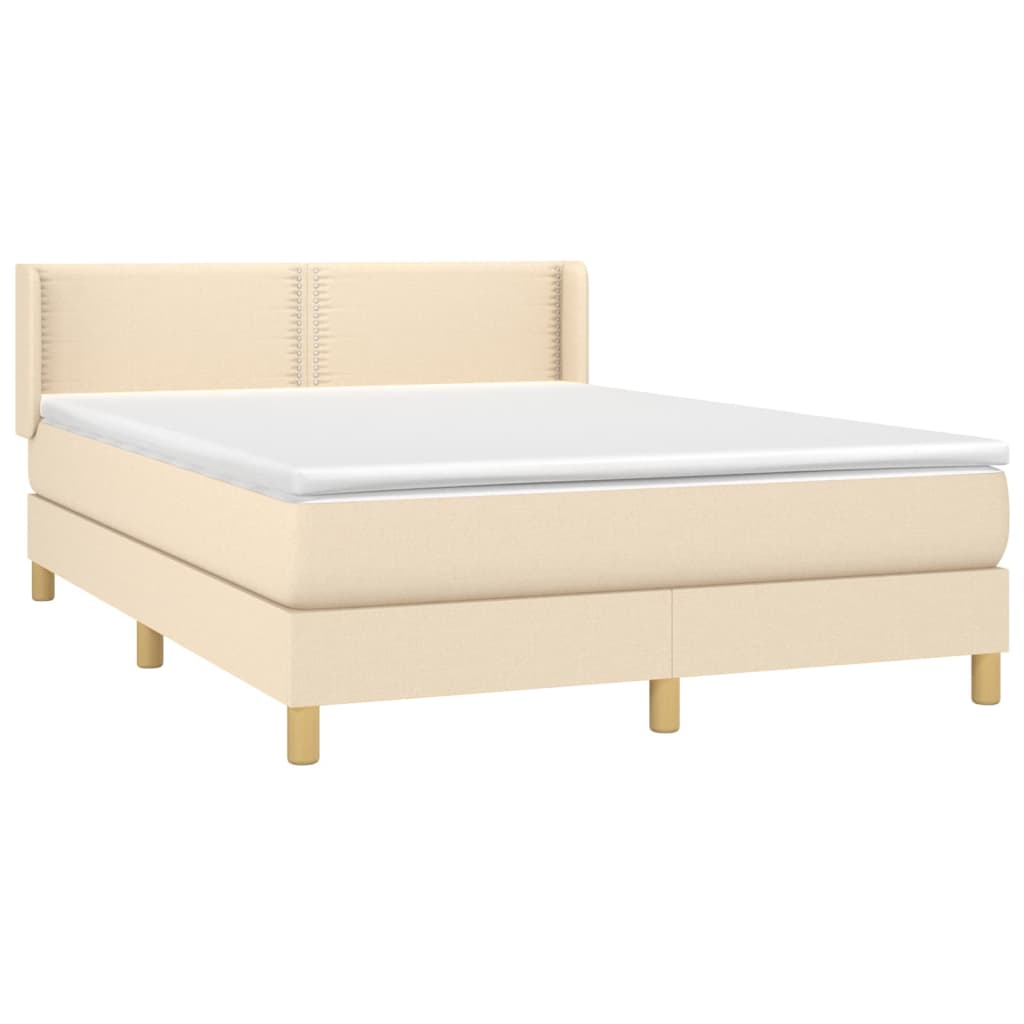 Box Spring Postel S Matrací Textil Krémová