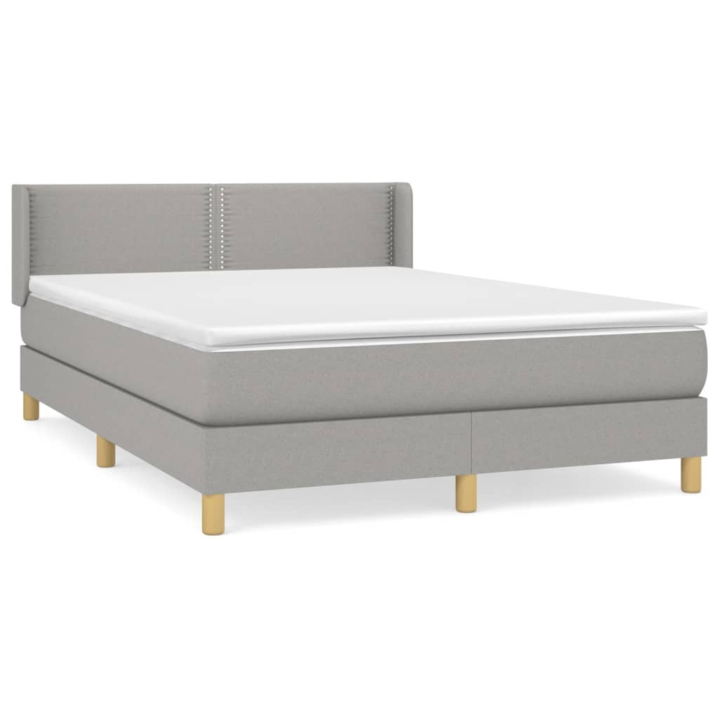 Box Spring Postel S Matrací Textil Světle Šedá