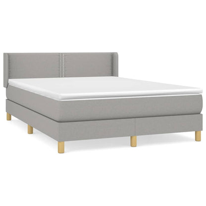 Box Spring Postel S Matrací Textil Světle Šedá
