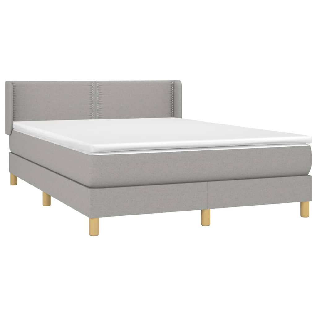 Box Spring Postel S Matrací Textil Světle Šedá