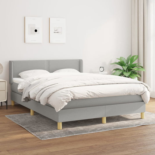 Box Spring Postel S Matrací Textil Světle Šedá