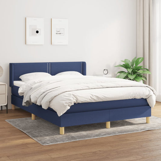 Box Spring Postel S Matrací Textil Modrá