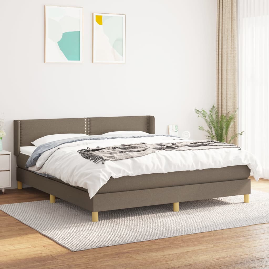 Box Spring Postel S Matrací Taupe 180X200 Cm Textil