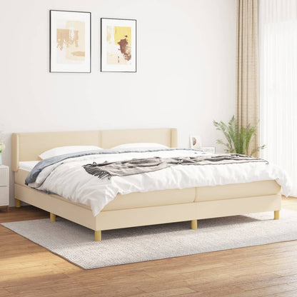 Box Spring Postel S Matrací Textil Krémová
