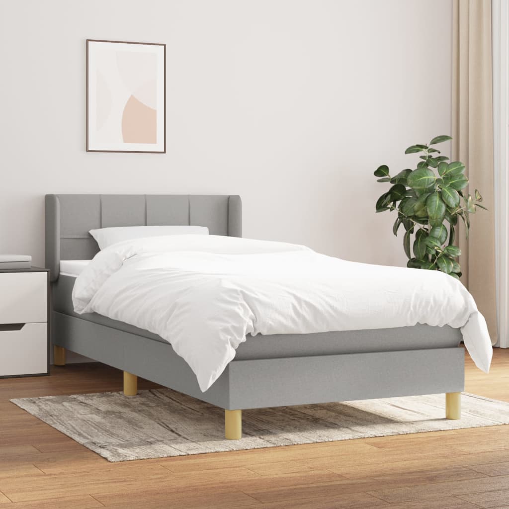 Box Spring Postel S Matrací Textil Světle Šedá