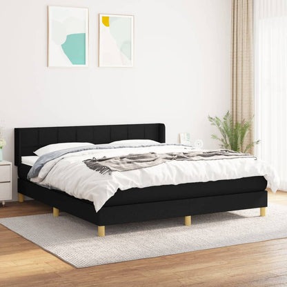 Box Spring Postel S Matrací Černá Textil Černá