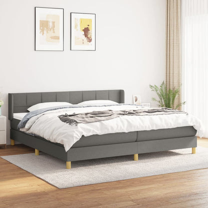 Box Spring Postel S Matrací Textil Tmavě Šedá