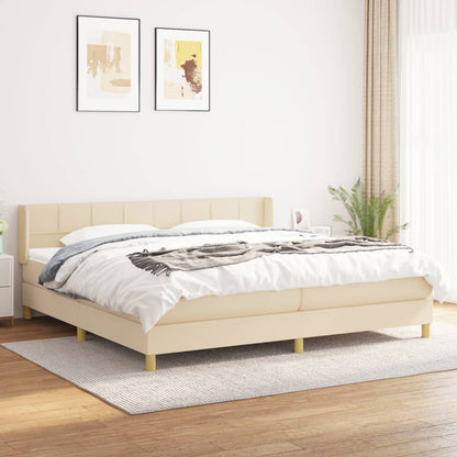 Box Spring Postel S Matrací Textil Krémová