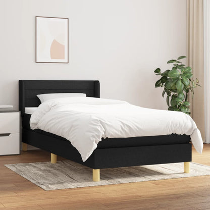 Box Spring Postel S Matrací Černá Textil Černá