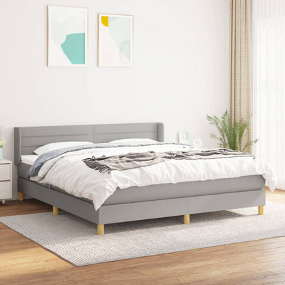 Box Spring Postel S Matrací Textil Světle Šedá