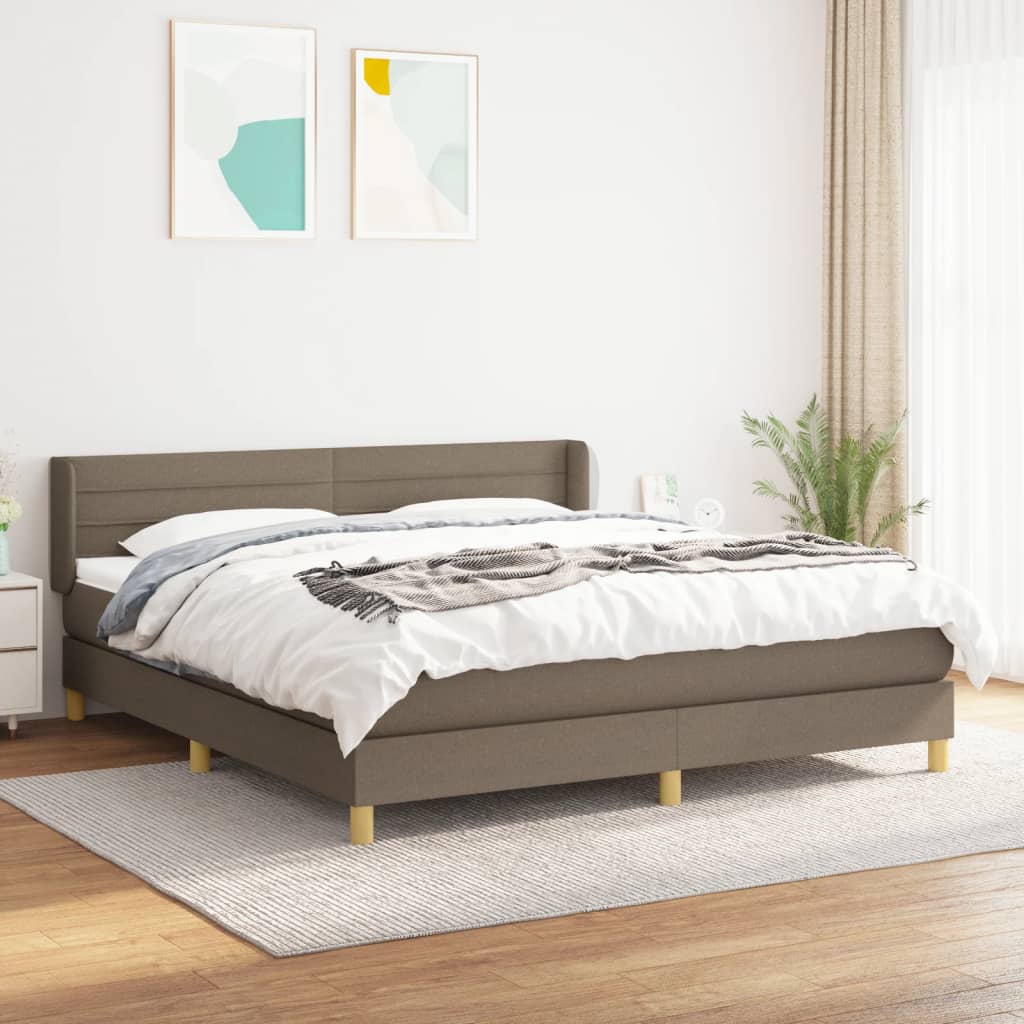 Box Spring Postel S Matrací Taupe 160X200 Cm Textil