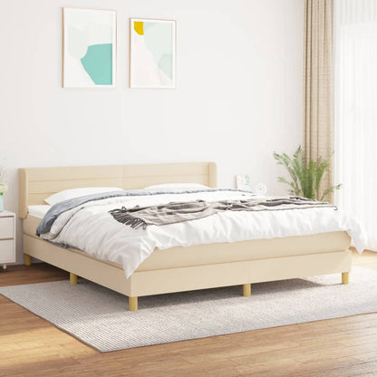 Box Spring Postel S Matrací Textil Krémová